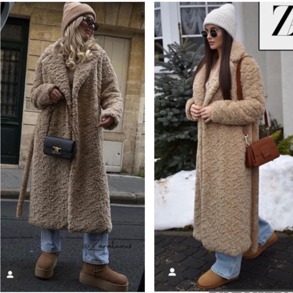 Zara Tan Teddy Coat - Picture 6 of 13